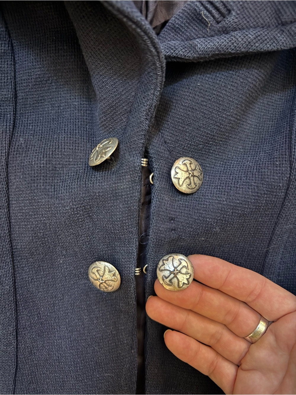 2000’s bebe Navy Double-Breasted Military-Style Blazer - Picture 3 of 7